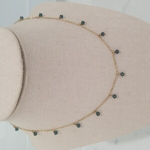 Hand Crafted blue crystal gold necklace